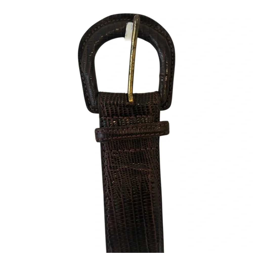 VTG Polo Ralph Lauren Genuine Lizard Skin Belt 34 Brown 40039B